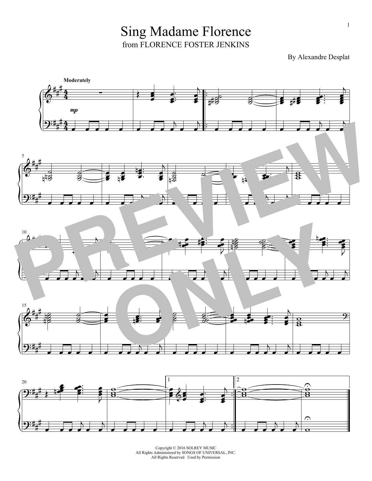 Product gallery: Page 1 of 1 Sing Madame Florence, Alexandre Desplat
