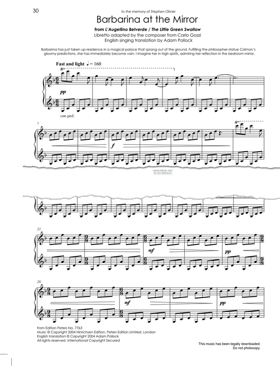 Produktgalerie: Seite 1 von 1 Barbarina At The Mirror (from 'The Little Green Swallow'), Jonathan Dove, Gesang, Klavier