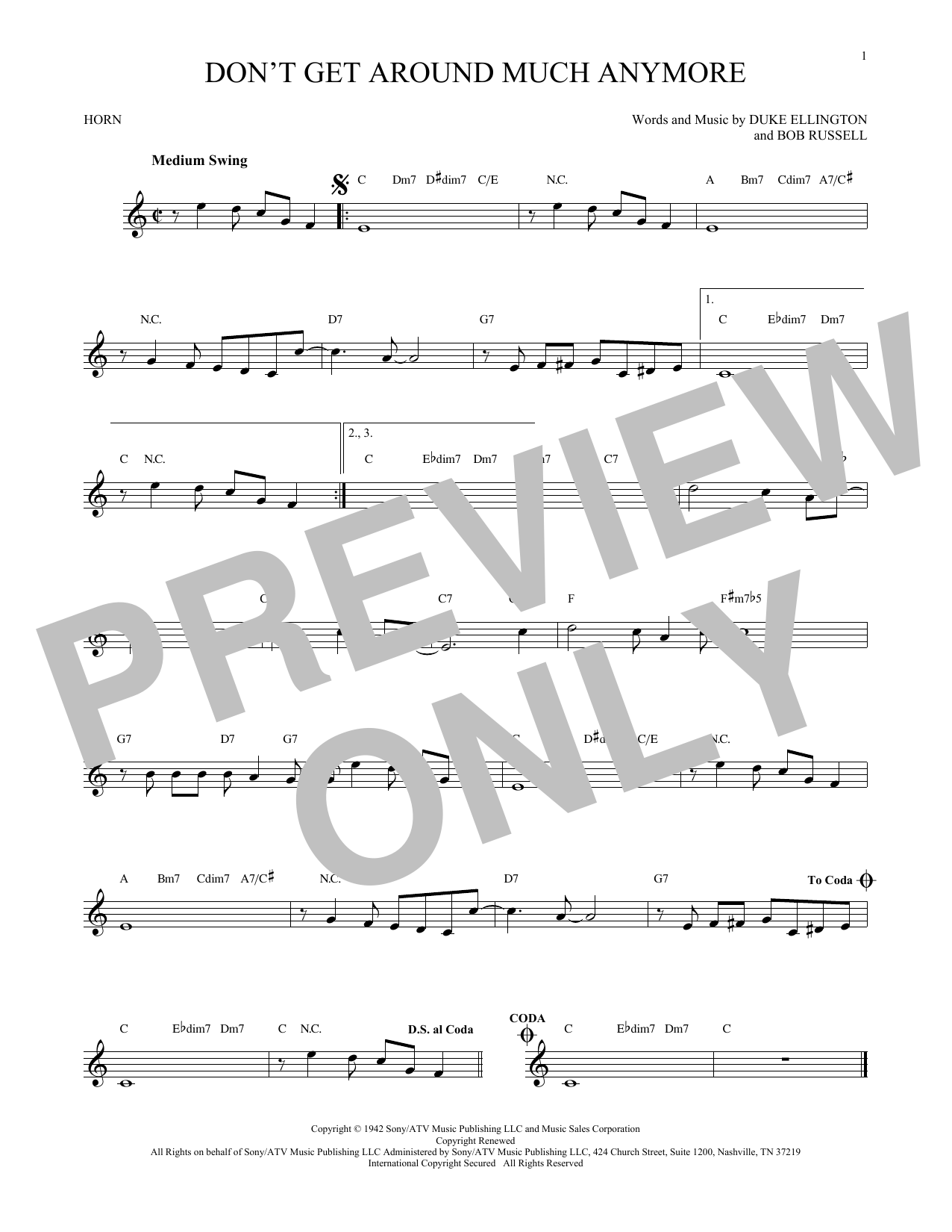 Produktgalerie: Seite 1 von 1 Don't Get Around Much Anymore, Duke Ellington, Horn