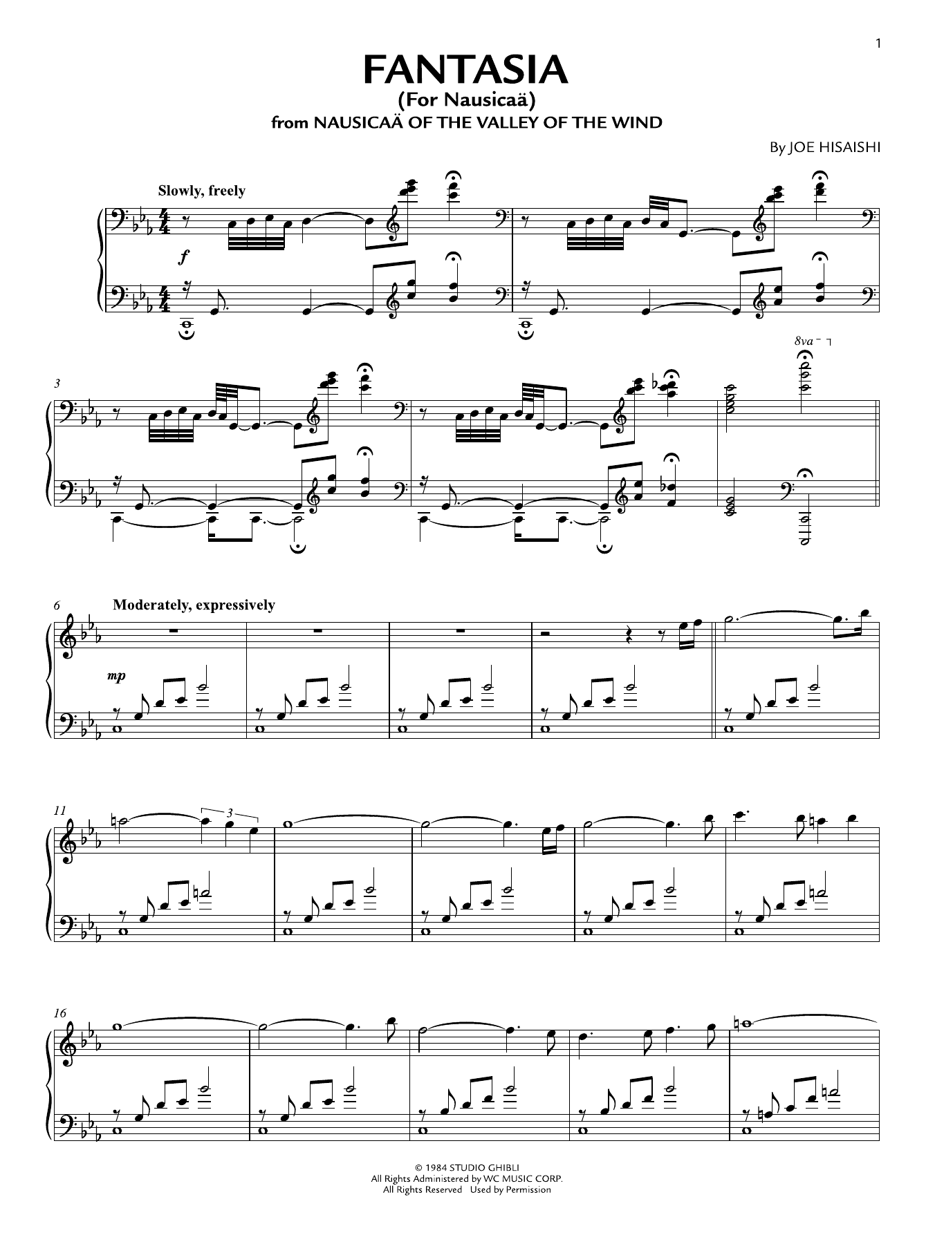 Produktgalerie: Seite 1 von 1 Fantasia (for Nausicaä) (from Nausicaä Of The Valley Of The Wind), Joe Hisaishi, Klavier