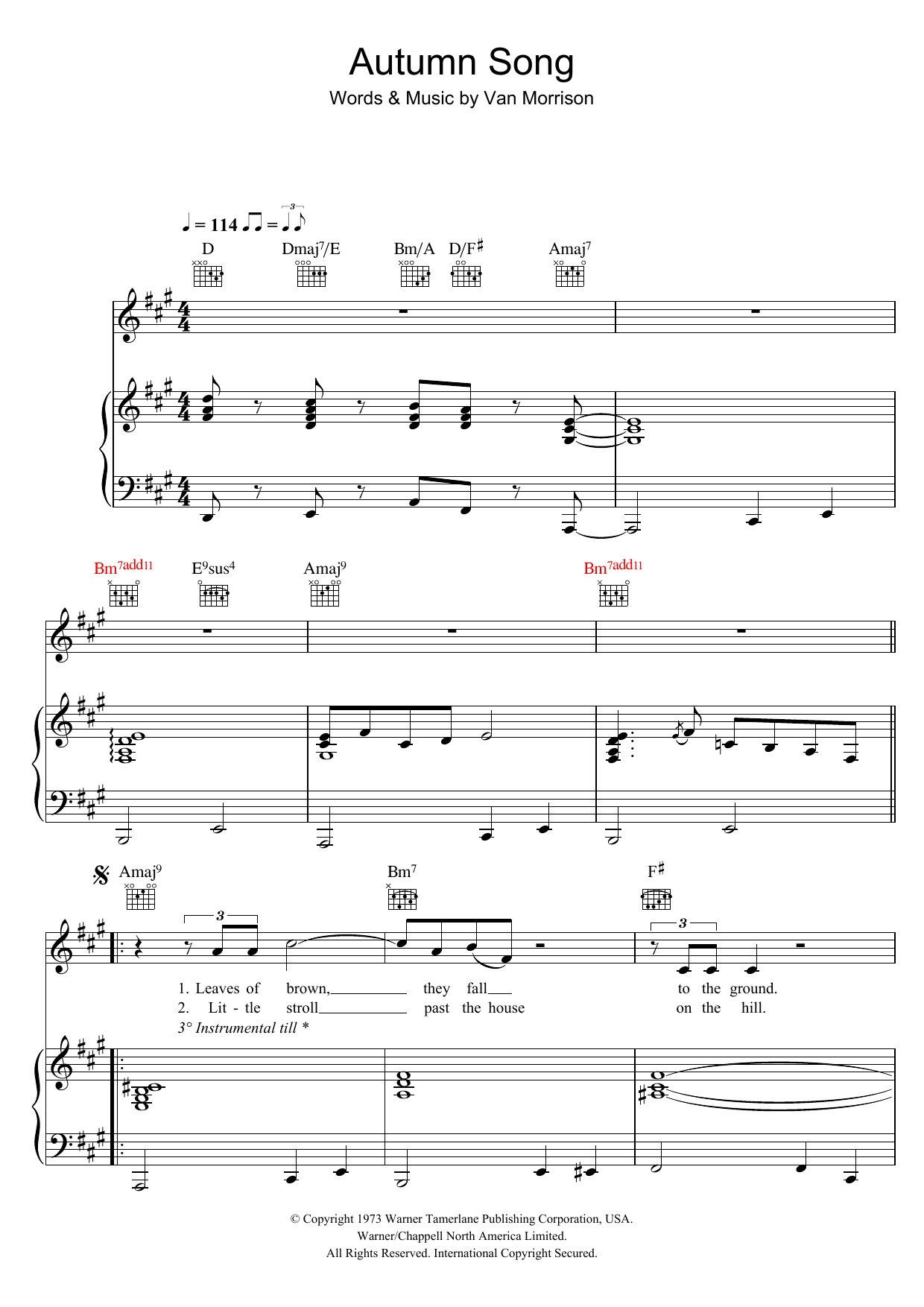Produktgalerie: Seite 1 von 1 Autumn Song, Van Morrison, Gesang, Gitarre, Klavier