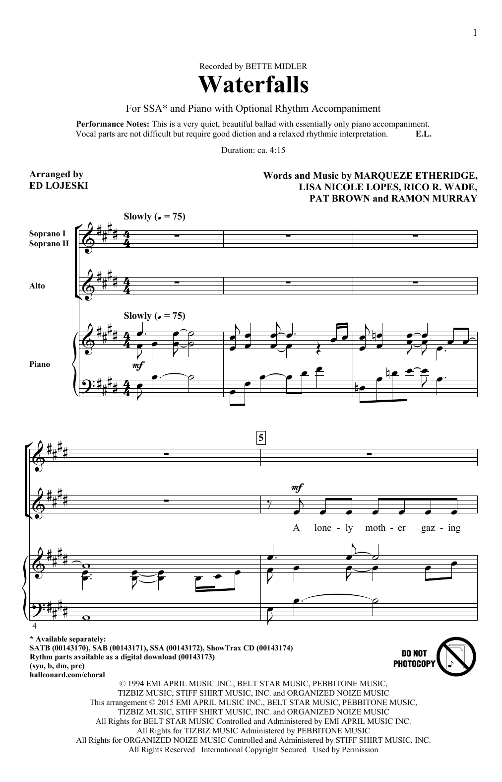 Produktgalerie: Seite 1 von 1 Waterfalls, Ed Lojeski, Chor