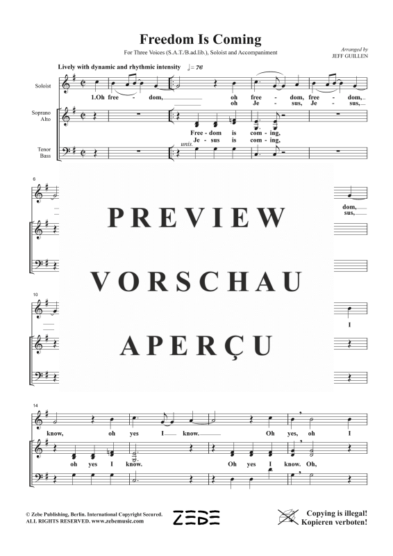 Produktgalerie: Seite 3 von 9 Freedom Is Coming, , Gemischter Chor, Solo und Klavier