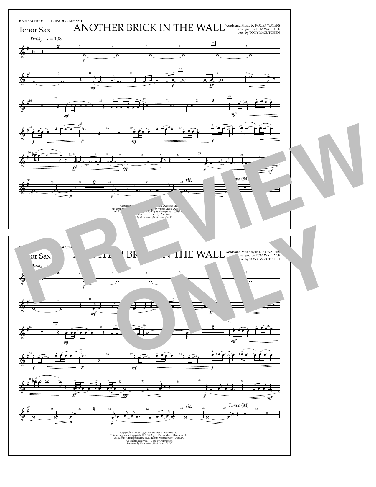 Product picture to: Another Brick in the Wall - Tenor Sax