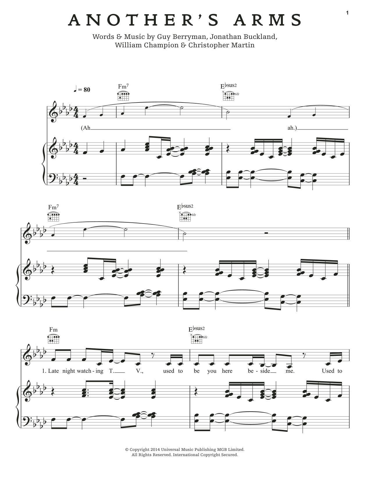 Produktgalerie: Seite 1 von 1 Another's Arms, Coldplay, Gesang, Gitarre, Klavier