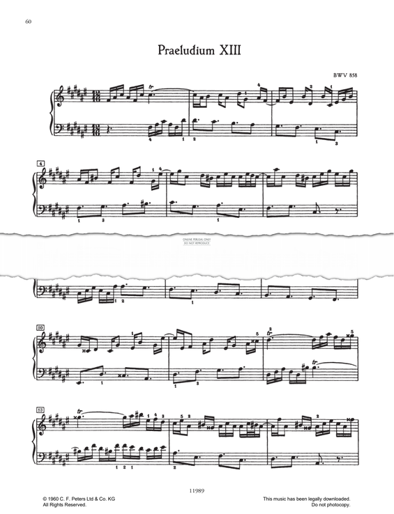 Produktbild zu: Prelude And Fugue No.13 in F# major, BWV 858 (from 'The Well-Tempered Klavier Book I')