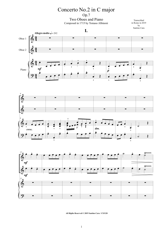 Product picture to: Oboe Concerto No.2 in C-Dur Op.7Tomaso Albinoni