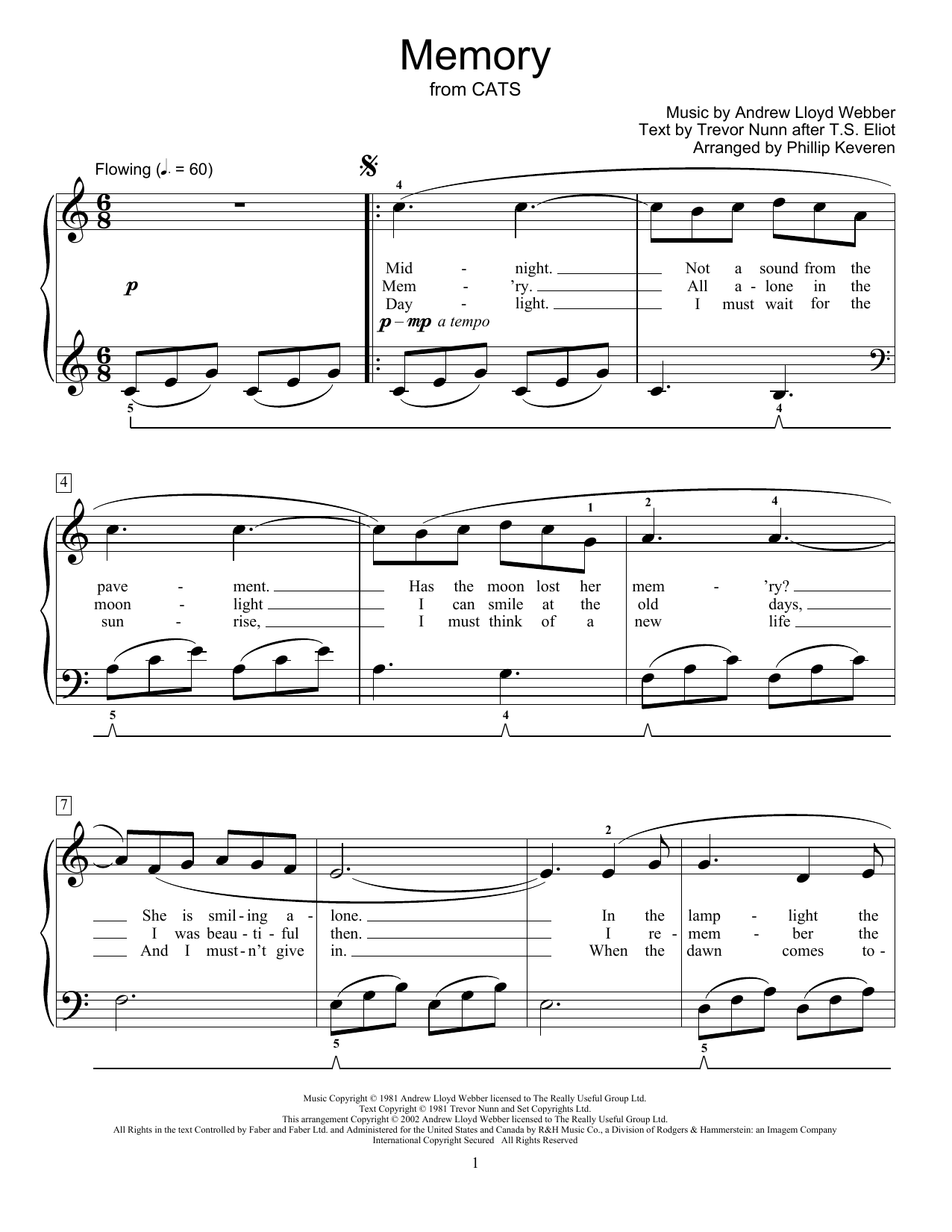 Product picture to: Memory (from Cats) (arr. Phillip Keveren)