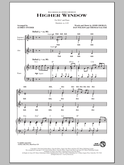 Produktgalerie: Seite 1 von 1 Higher Window, Audrey Snyder, Chor