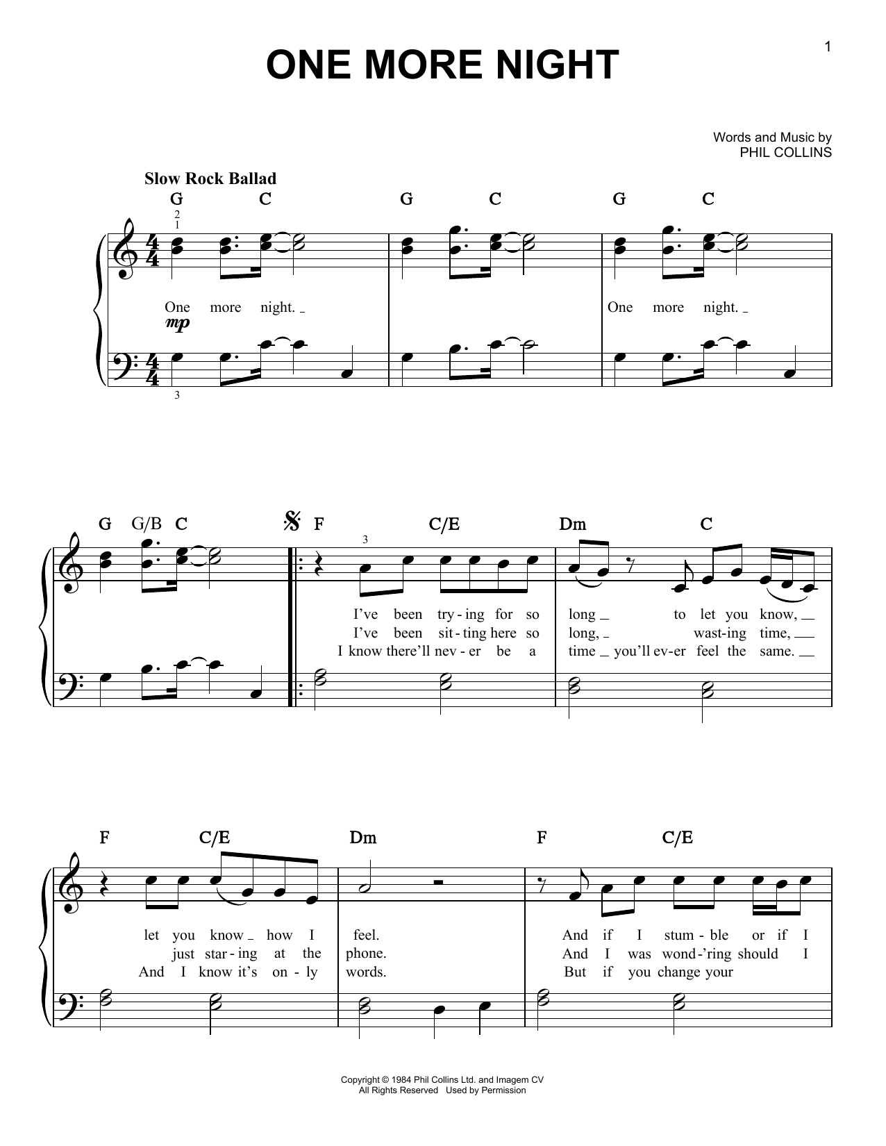 Produktgalerie: Seite 1 von 1 One More Night, Phil Collins, Klavier