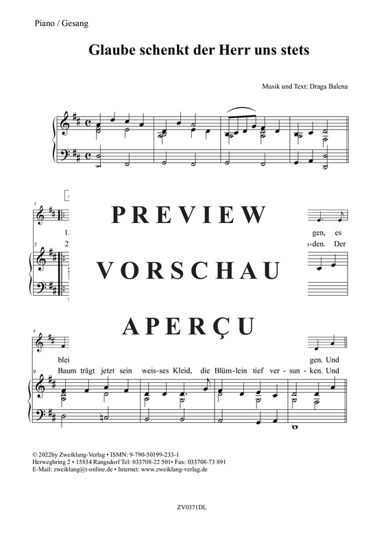 Product gallery: Page 3 of 5 Glaube schenkt der Herr uns stets , Balena, Draga, (voice + piano)