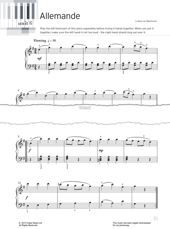 Product gallery: Page 1 of 1 Allemande, Ludwig van Beethoven