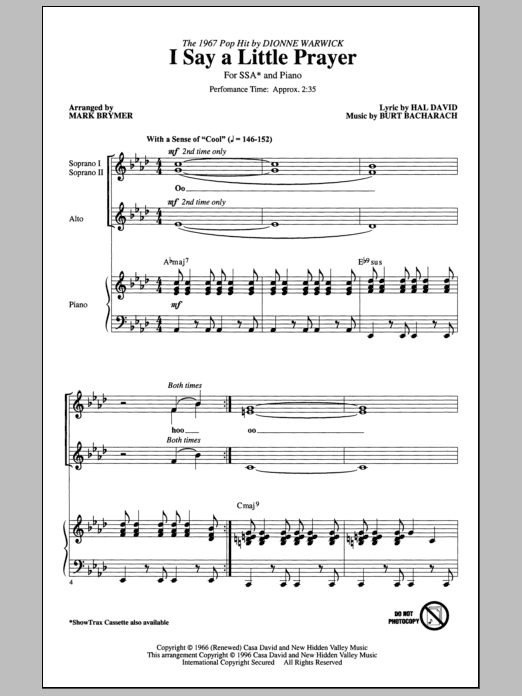 Produktgalerie: Seite 1 von 1 I Say A Little Prayer (arr. Mark Brymer), Dionne Warwick, Chor