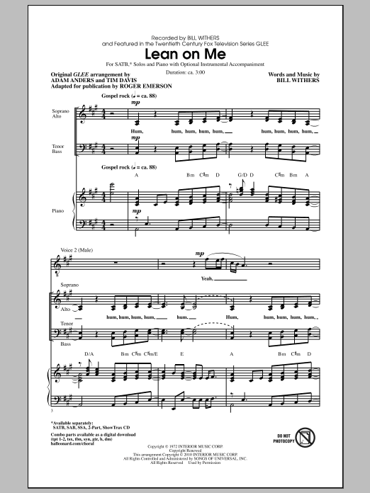 Produktgalerie: Seite 1 von 1 Lean On Me (ed. Roger Emerson), Glee Cast, Chor