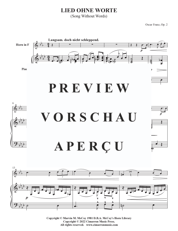 Product gallery: Page 4 of 10 Lied Ohne Worte, Op. 2, , Horn In F and Piano