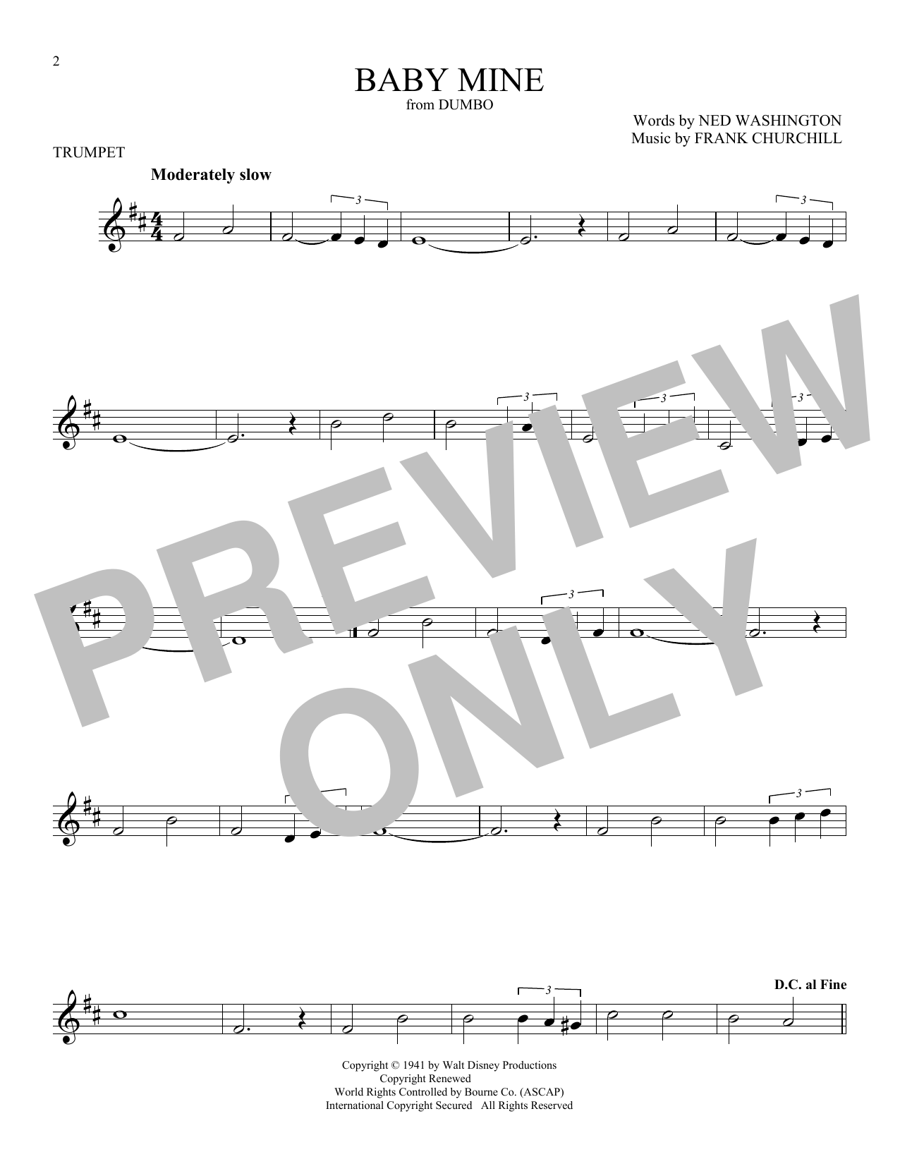 Produktgalerie: Seite 1 von 1 Baby Mine (from Dumbo), Frank Churchill & Ned Washington, Trompete