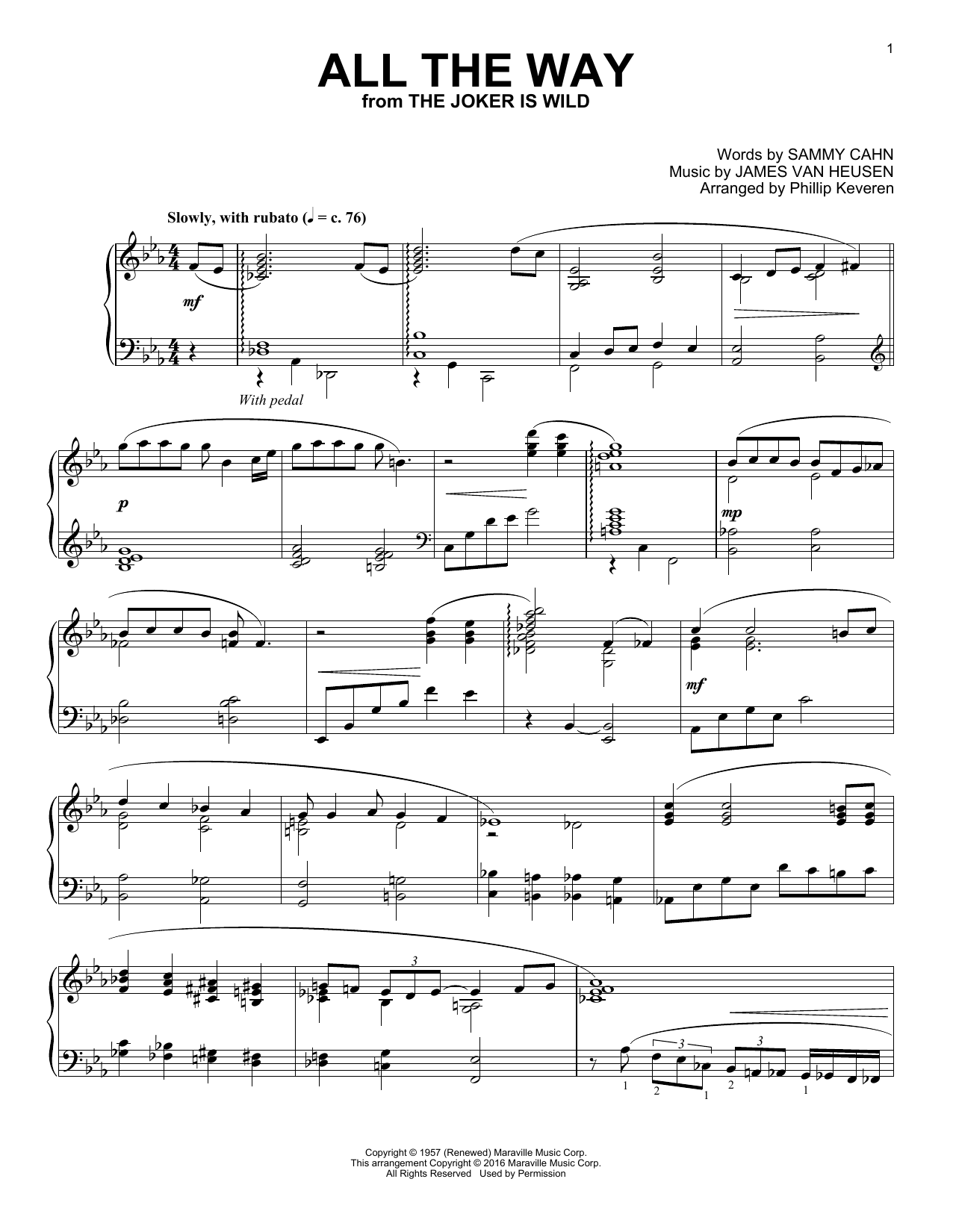 Product gallery: Page 1 of 1 All The Way (arr. Phillip Keveren), Frank Sinatra
