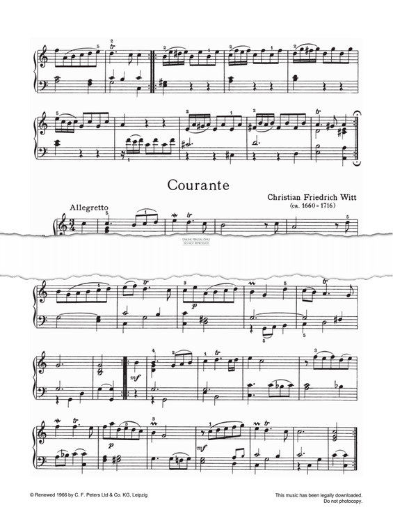 Produktgalerie: Seite 1 von 1 Courante, Christian Friedrich Witt, Klavier