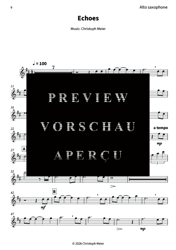 Produktgalerie: Seite 11 von 11 Echoes - Gentle Melodies for Weddings, Church, and Other Occasions, , Altsaxophon und Klavier
