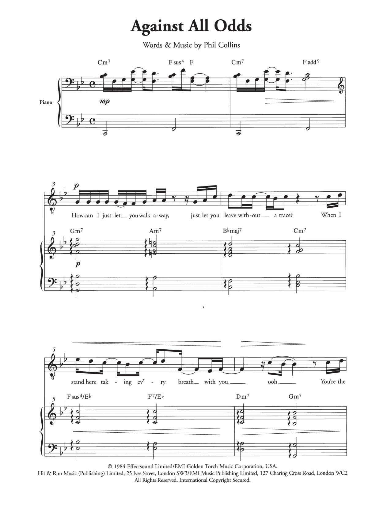 Produktbild zu: Against All Odds (Take A Look At Me Now) (Arr. Berty Rice)