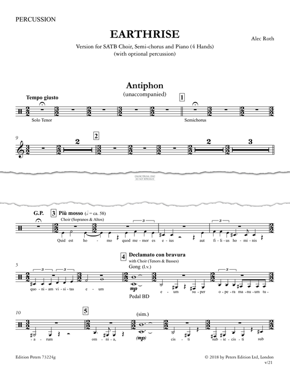 Product gallery: Page 1 of 1 Earthrise (Percussion Score), Alec Roth