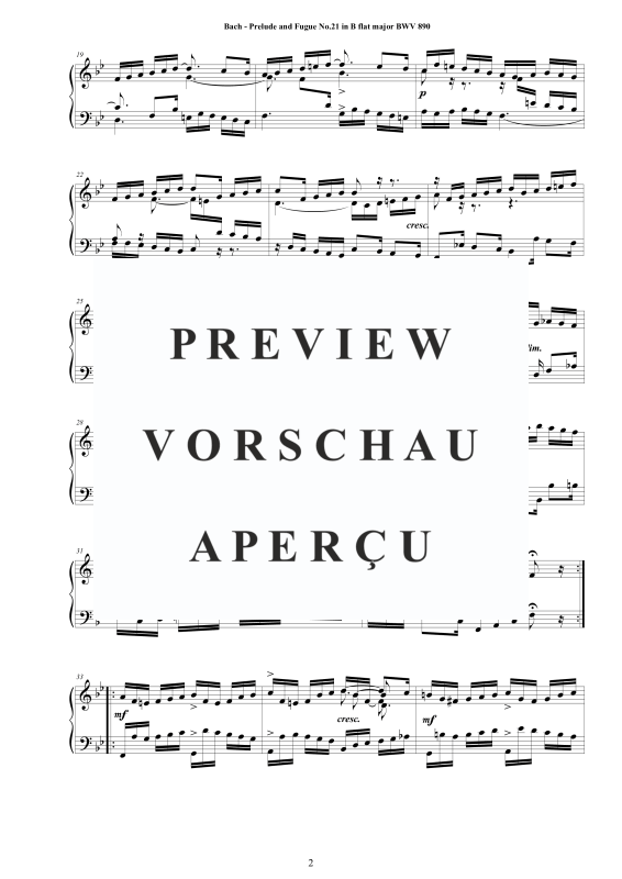 Product gallery: Page 3 of 9 Prelude and Fugue No. 21 in B flat major BWV 890, , Solo Piano