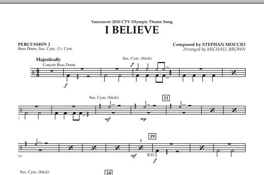 Produktgalerie: Seite 1 von 1 I Believe (Vancouver 2010 CTV Olympic Theme Song) - Percussion 2, , Ensemble