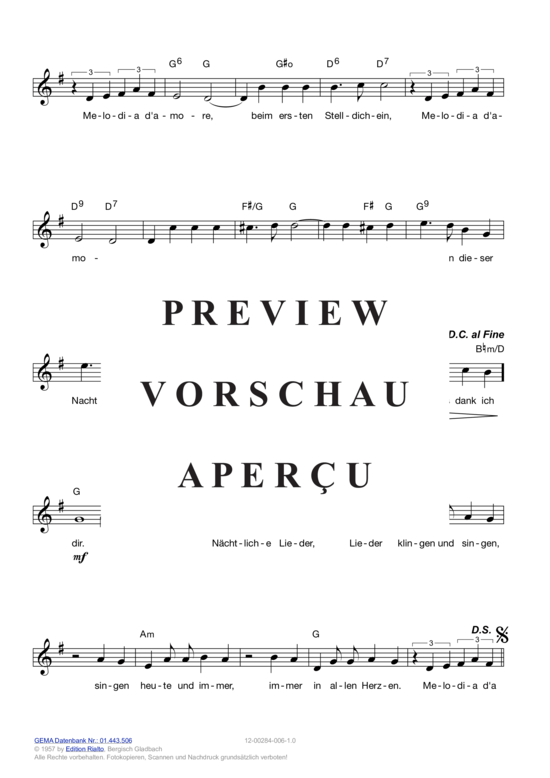 Produktgalerie: Seite 6 von 11 Melodia d'amore , Valente, Caterina, (Melodie-Stimmen in C/B/Es)