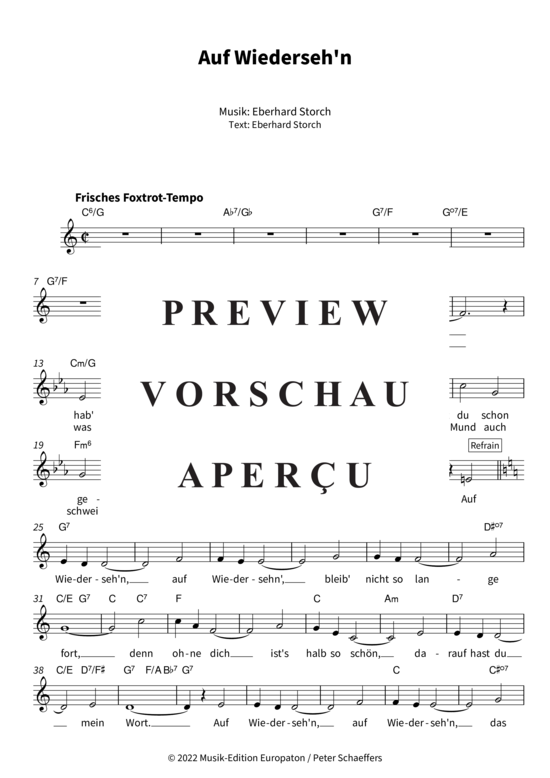 Produktgalerie: Seite 4 von 5 Auf Wiederseh´n (Gesang + Akkorde) , Carol, René, Leadsheet
