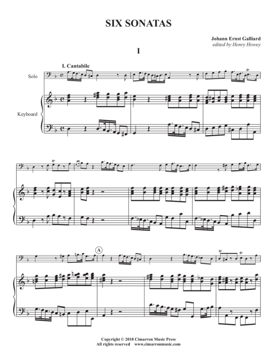 Product picture to: Sechs Sonaten Johann Ernst Galliard