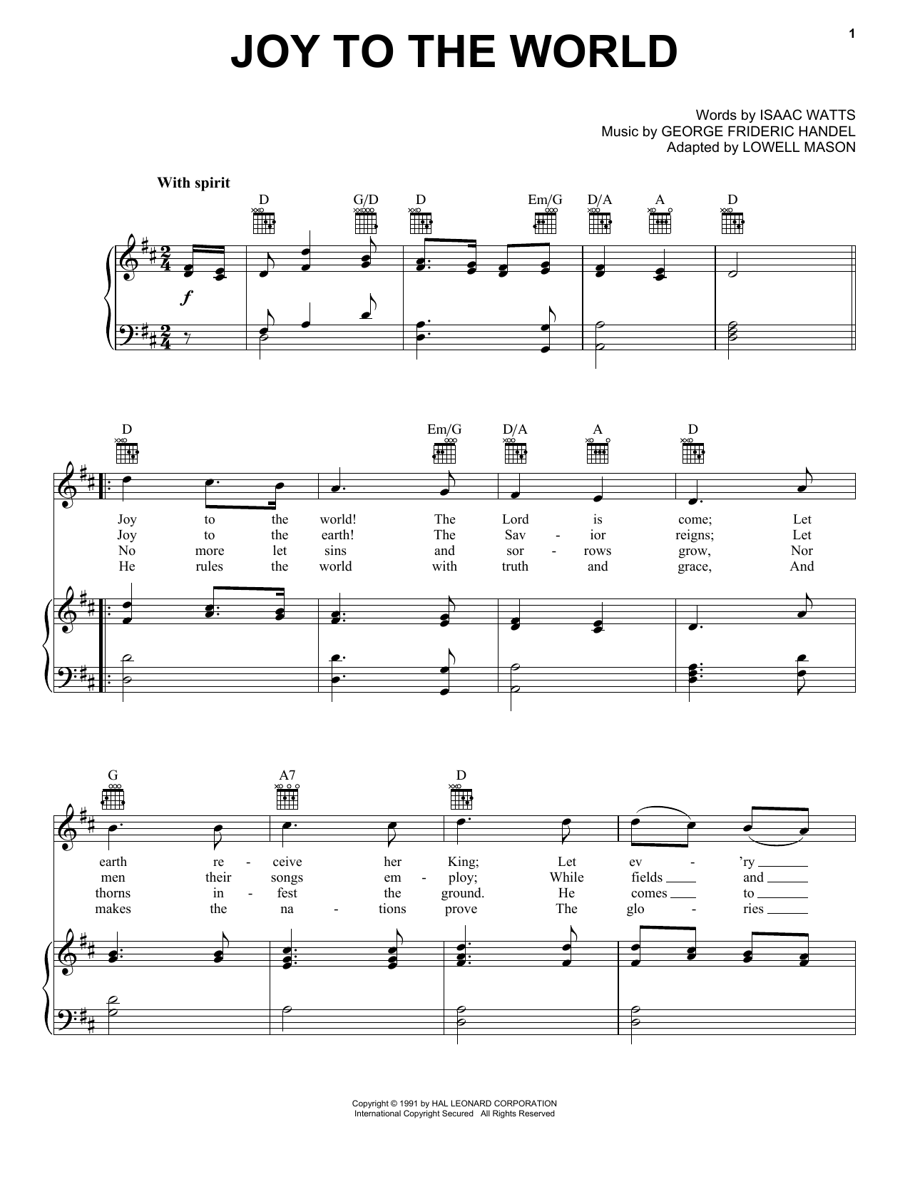 Product gallery: Page 1 of 1 Joy To The World, Isaac Watts