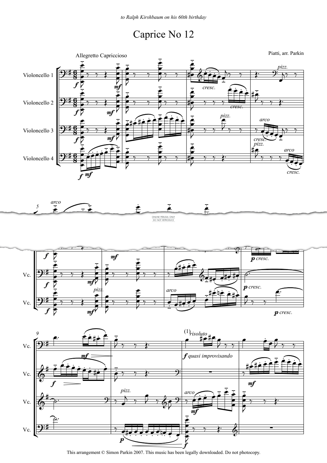 Produktgalerie: Seite 1 von 1 Caprice No.12, Alfredo Piatti, Violoncello