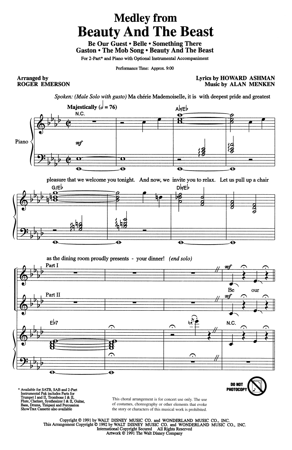 Product picture to: Beauty And The Beast (Medley) (arr. Roger Emerson)