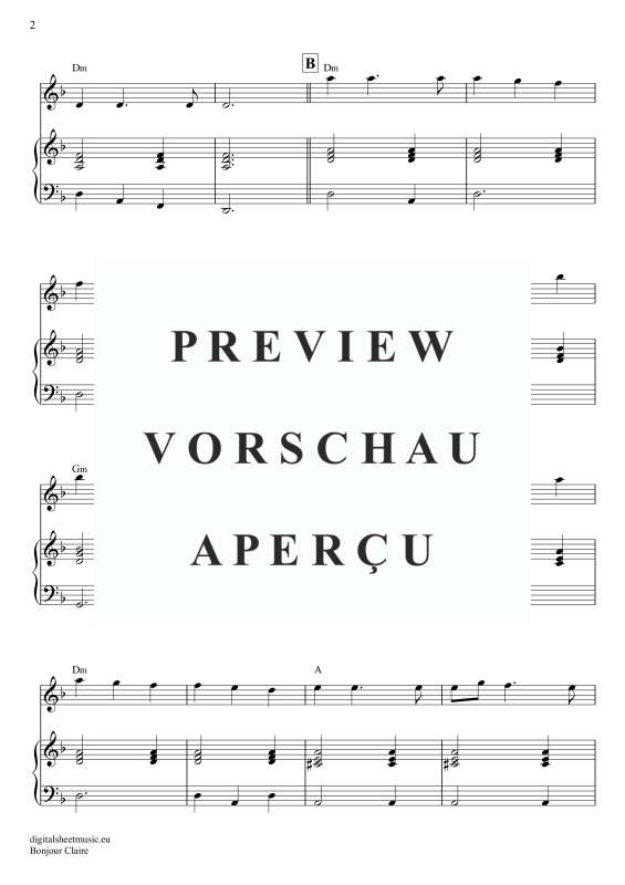 Produktgalerie: Seite 3 von 7 Bonjour Claire, Traditional, Gesang mit Klavierbegleitung