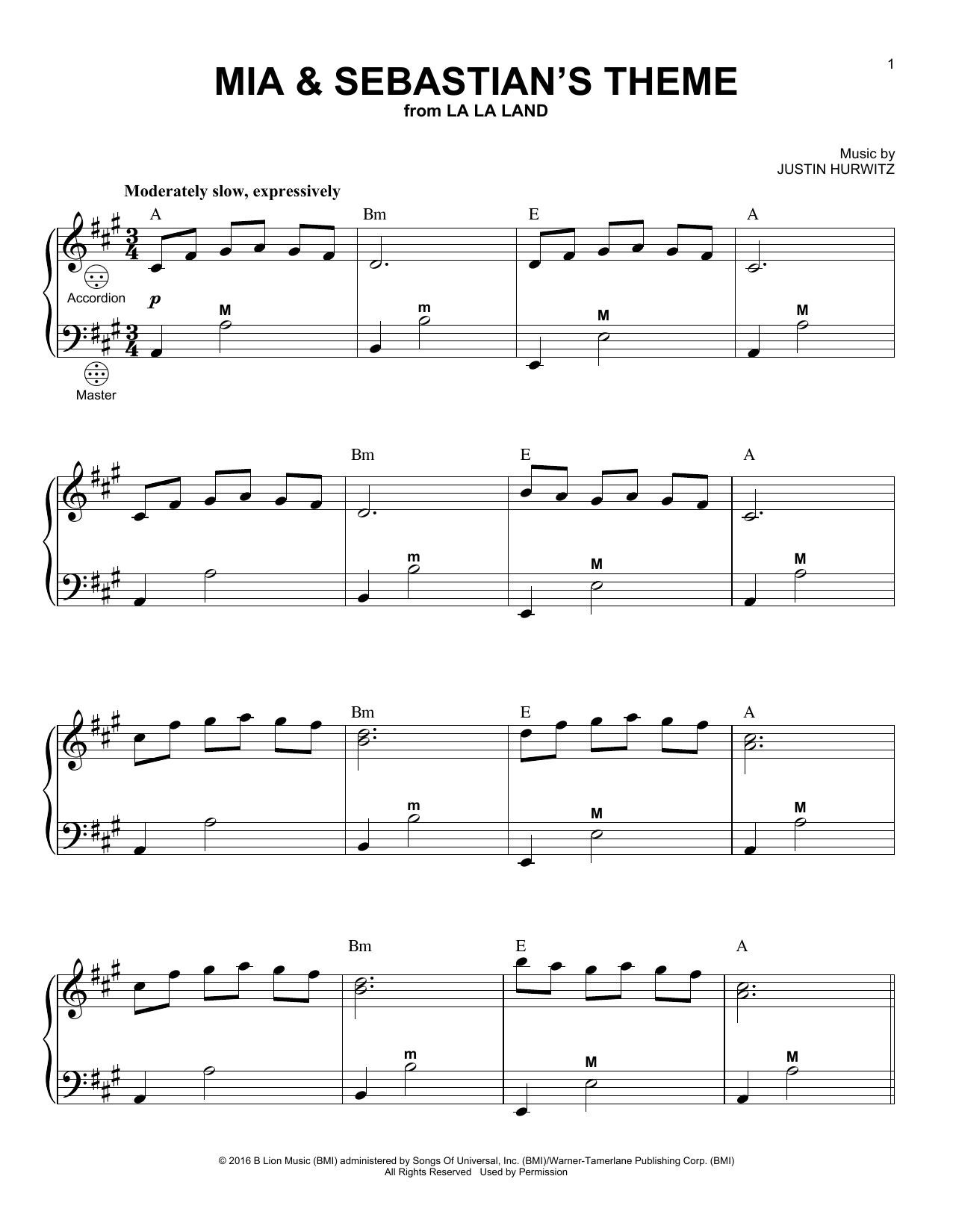 Product gallery: Page 1 of 1 Mia & Sebastian's Theme (from La La Land), Justin Hurwitz