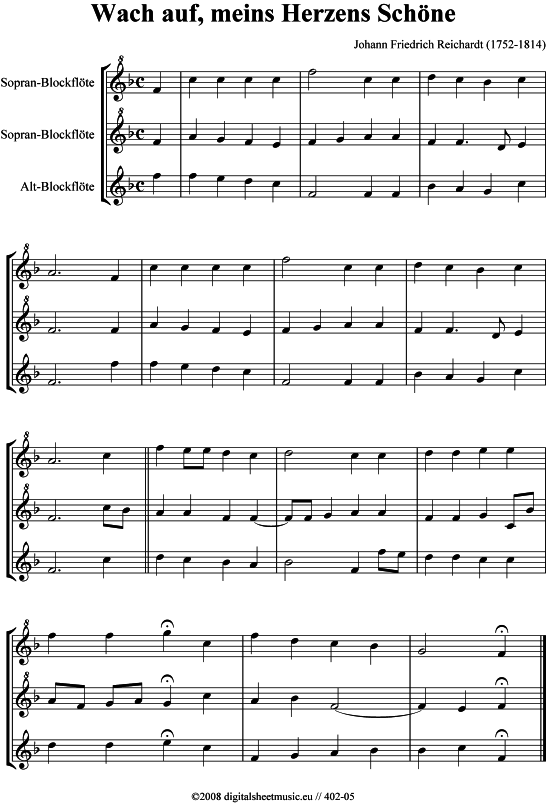 Product picture to: Wach auf, meins Herzens Schöne - 3 BFLJ. F. Reichardt