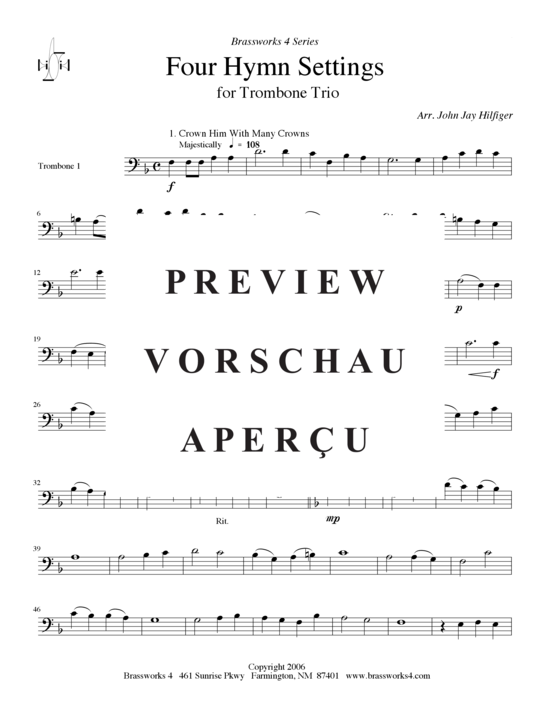 Produktgalerie: Seite 5 von 10 4 Hymn Settings , , (3x Posaune)