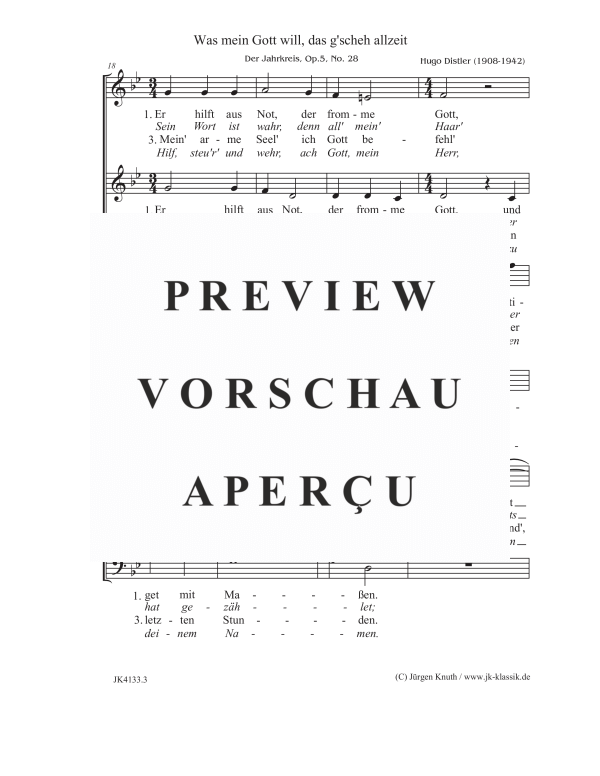 gallery: Was mein Gott will, das g´scheh allzeit (Der Jahrkreis, Op.5, Nr. 28), , Gemischter Chor 3-stimmig SAM