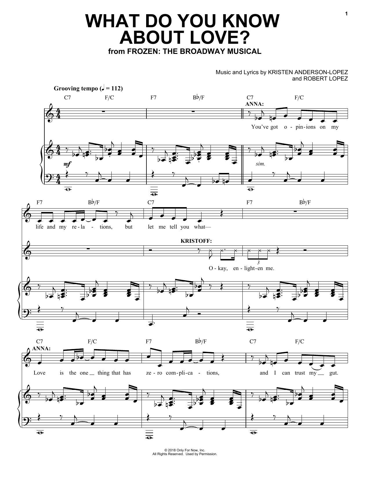 Produktbild zu: What Do You Know About Love? (from Frozen: the Broadway Musical)