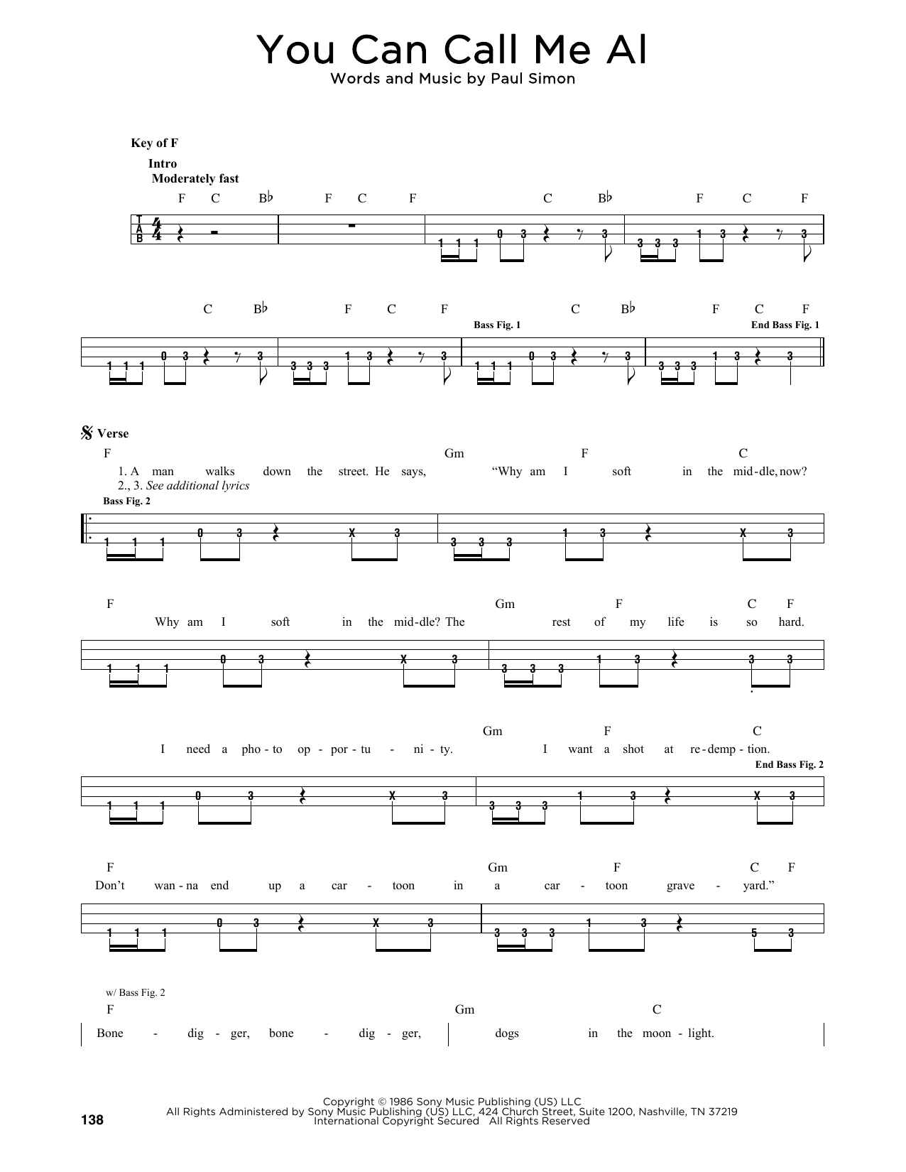 Produktgalerie: Seite 1 von 1 You Can Call Me Al, Paul Simon, E-Bass, Gitarre