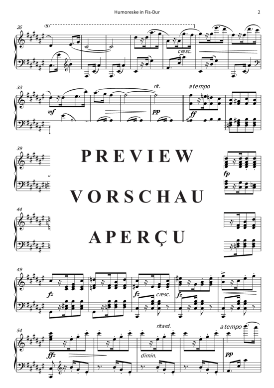 Produktgalerie: Seite 5 von 8 Humoreske in Fis-Dur - B. 138 , , Klavier Solo