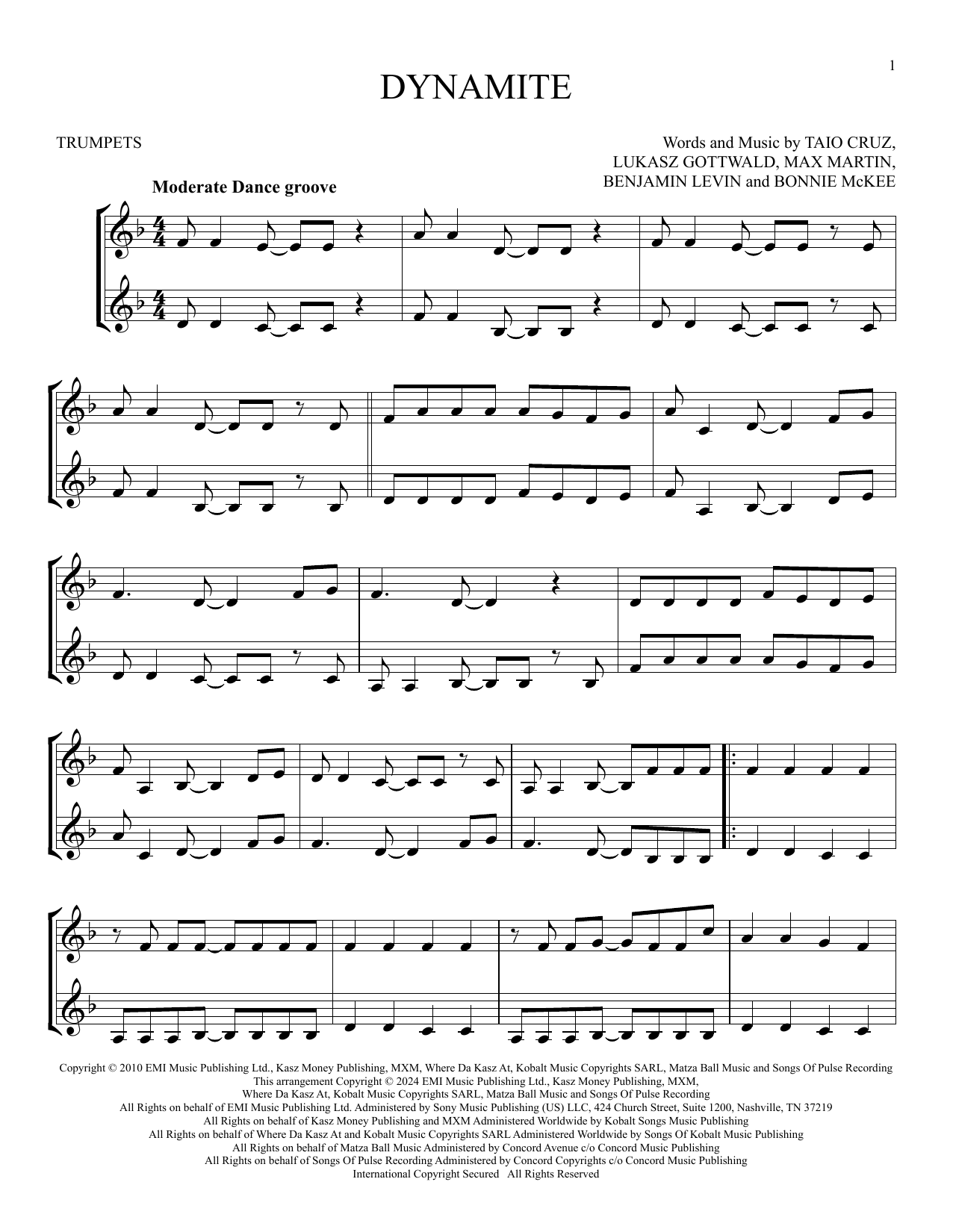 Produktgalerie: Seite 1 von 1 Dynamite, Taio Cruz, Trompete