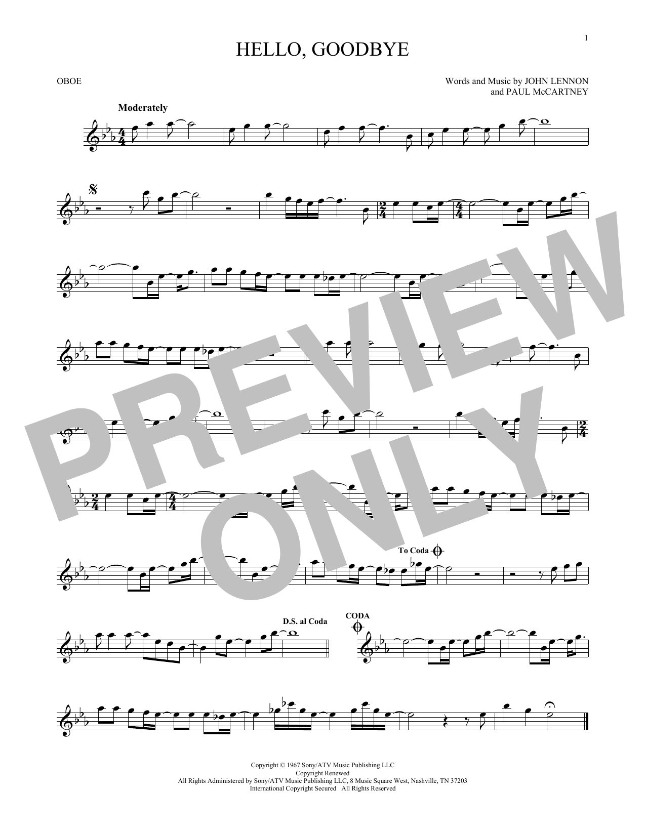 Produktgalerie: Seite 1 von 1 Hello, Goodbye, The Beatles, Oboe