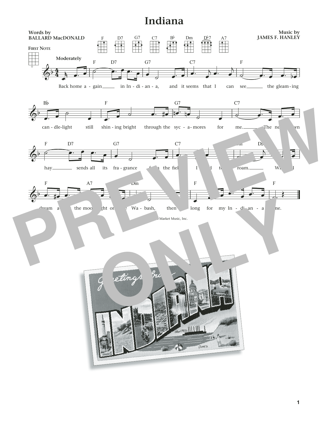 Product gallery: Page 1 of 1 Indiana (Back Home Again In Indiana) (from The Daily Ukulele) (arr. Liz and Jim Beloff), Ballard MacDonald
