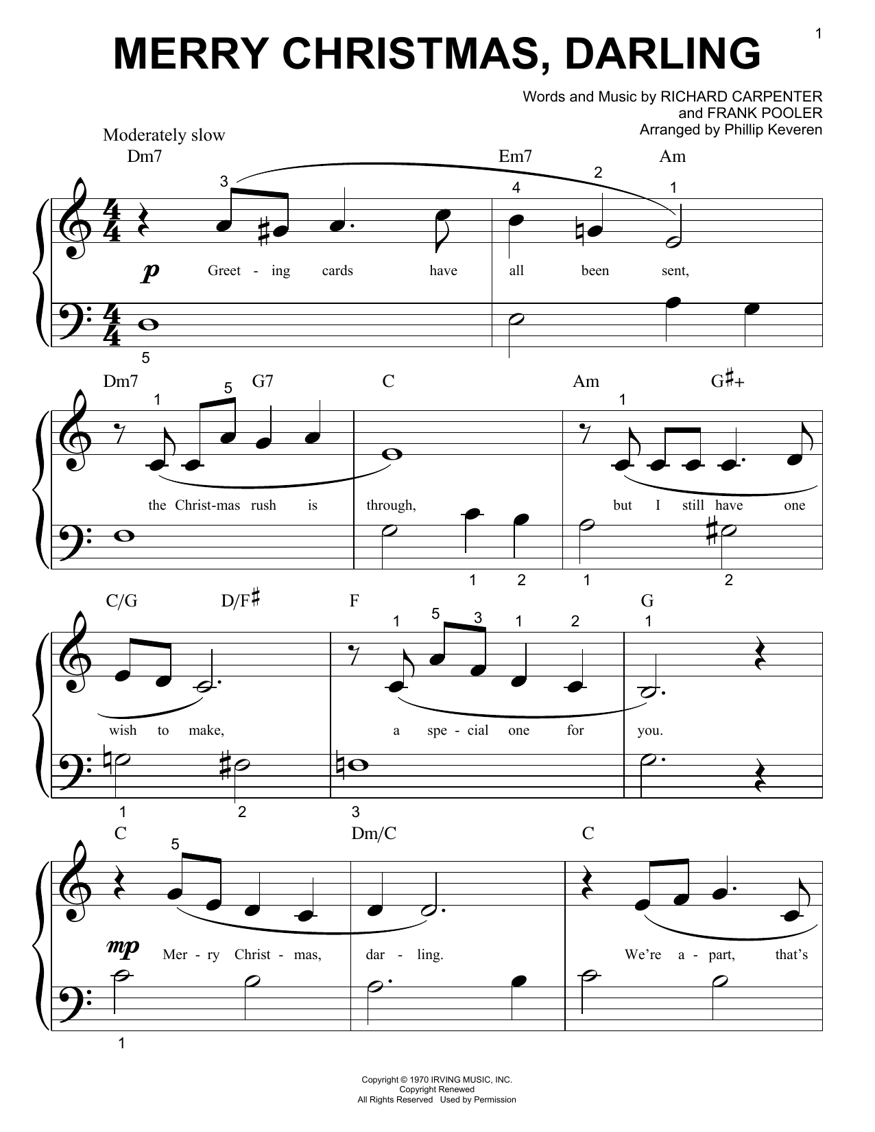 Product gallery: Page 1 of 1 Merry Christmas, Darling (arr. Phillip Keveren), Carpenters