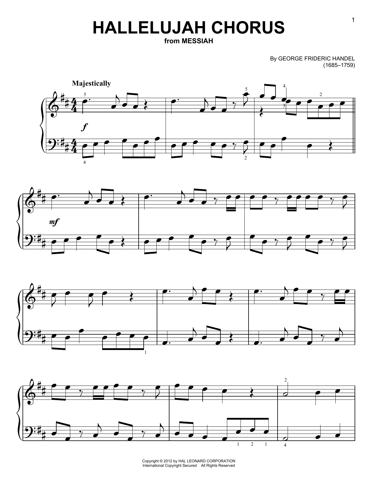 Produktgalerie: Seite 1 von 1 Hallelujah Chorus, George Frideric Handel, Klavier