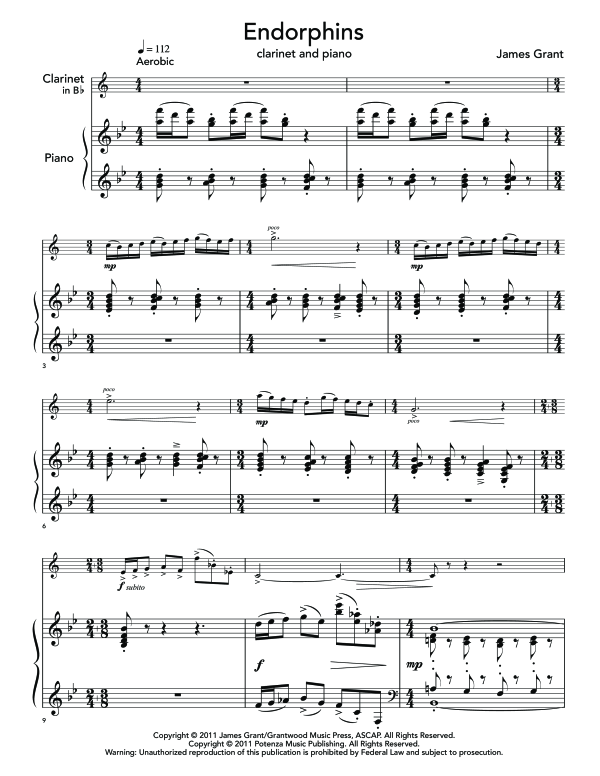 Product gallery: Page 1 of 11 Endorphins, , (clarinet in Bb and piano)