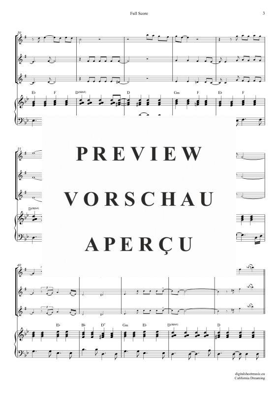 gallery: California Dreamin, Mamas & Papas, (Saxophon Trio AAA(T) + Klavier)