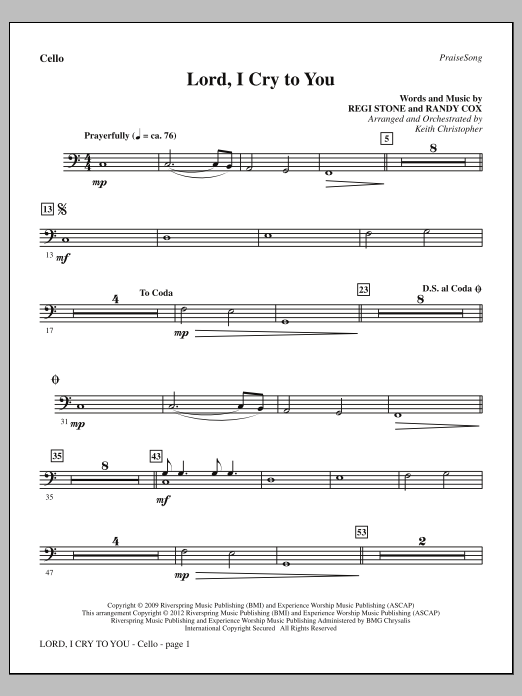Produktgalerie: Seite 1 von 1 Lord, I Cry To You - Cello, Keith Christopher, Chor