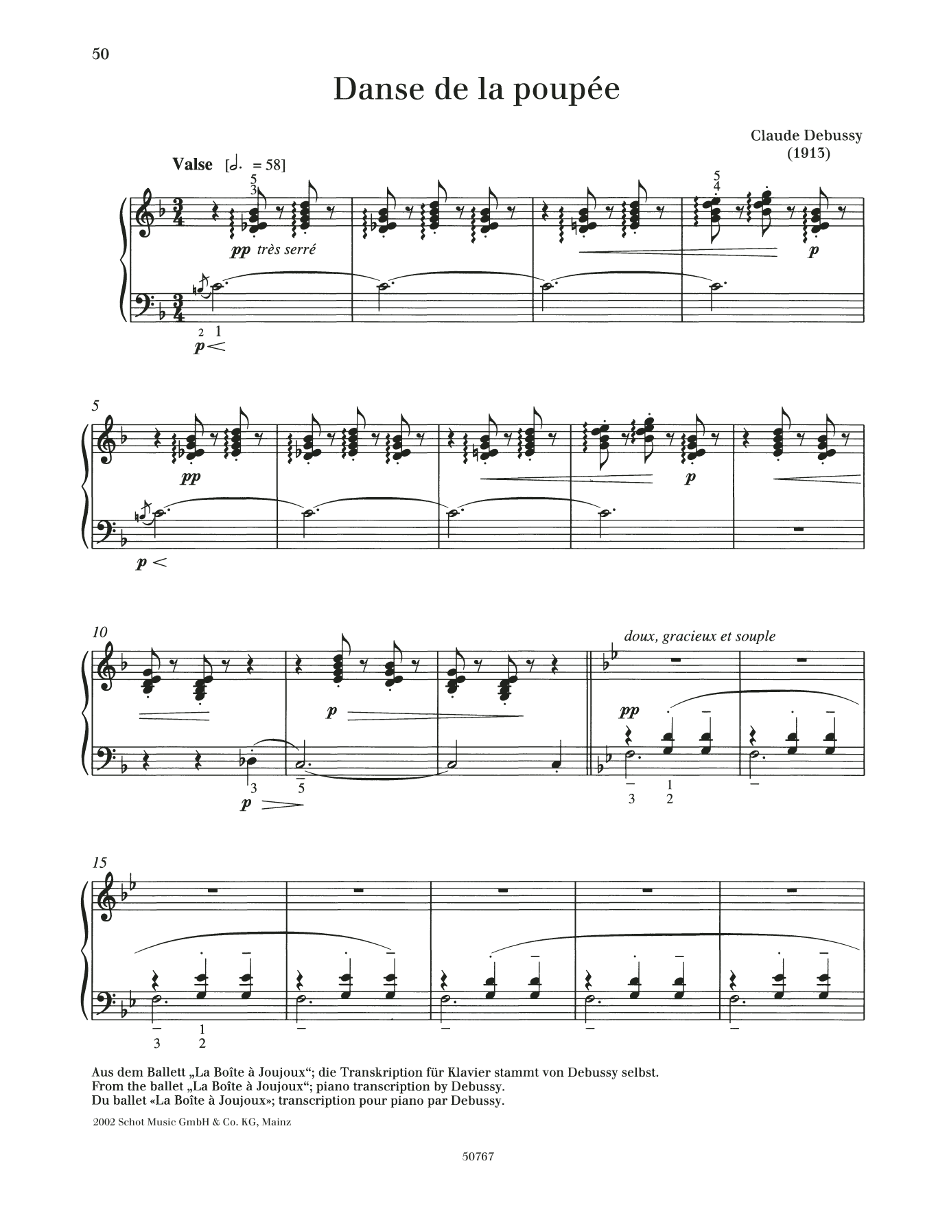 Product gallery: Page 1 of 1 Danse de la poupee, Claude Debussy